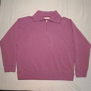 Pacas Quarter Zip Pullover Womens Size L Purple Alpaca Blend Raglan Sweatshirt